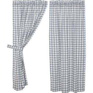 Sawyer Mill Blue Plaid Short Panel Curtain Set of 2 63x36 VHC Brands - The Fox Decor